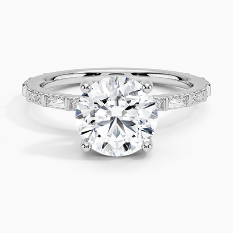 Platinum Luz Baguette and Round Diamond Ring