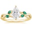 18K Yellow Gold Willow Ring With Lab Emerald Accents, smalltop view