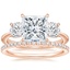 14K Rose Gold Luxe Selene Three Stone Diamond Ring (2/3 ct. tw.) with Luxe Ballad Diamond Ring (1/4 ct. tw.)
