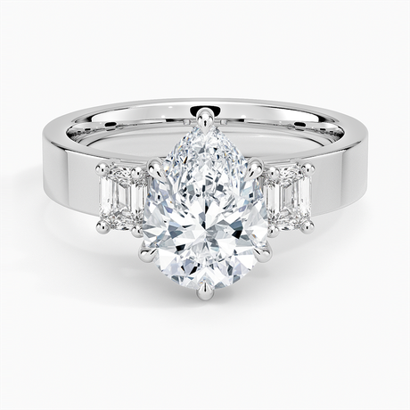 18K White Gold Peyton Emerald Cut Three Stone Diamond Ring (1/2 ct. tw.)