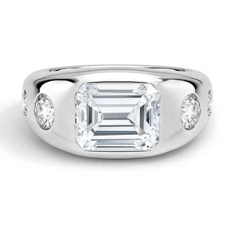 Platinum Sloane Flush Set Five Stone Diamond Dome Ring