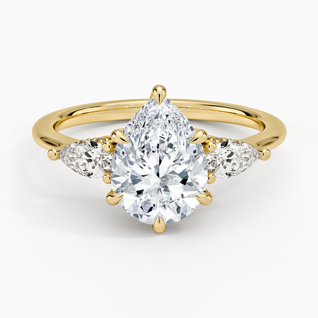 18K Yellow Gold Adorned Opera Three Stone Diamond Ring (1/2 ct. tw.)