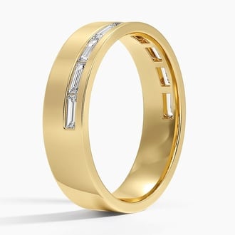 Austin Baguette Lab Diamond 5.5mm Wedding Ring in 18K Yellow Gold