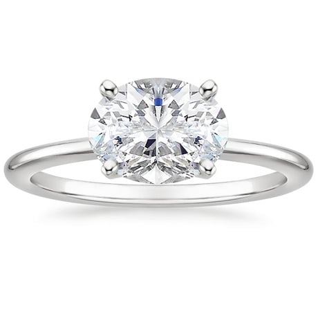 18K White Gold Horizontal Petite Comfort Fit Solitaire Ring