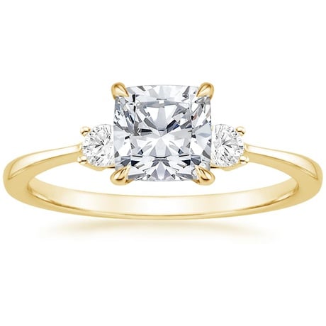 18K Yellow Gold Selene Diamond Ring (1/10 ct. tw.) with Petite Curved Wedding Ring