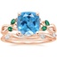 14K Rose Gold Willow Ring With Lab Emerald Accents with Winding Willow Diamond Ring (1/8 ct. tw.)