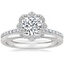 18K White Gold Reina Diamond Ring with Petite Comfort Fit Wedding Ring