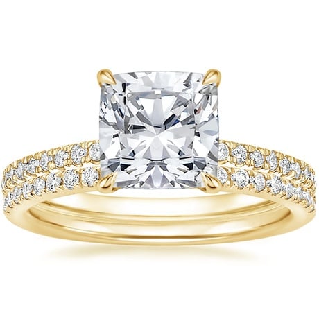 18K Yellow Gold Petite Demi Diamond Ring with Ballad Diamond Ring