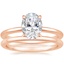 14K Rose Gold Secret Halo Diamond Ring with Petite Comfort Fit Wedding Ring