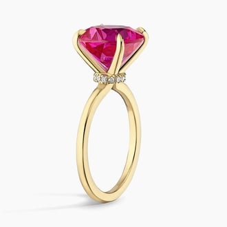 Strawberry Sweetheart Pink Lab Sapphire and Lab Diamond Cocktail Ring