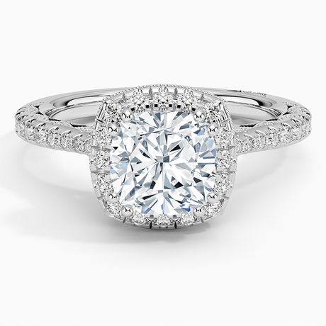 Halo Ring With Diamond Accented Gallery and Band