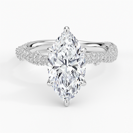18K White Gold Rose Thorn Diamond Ring