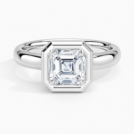 18K White Gold Andrea Bezel Prong Ring