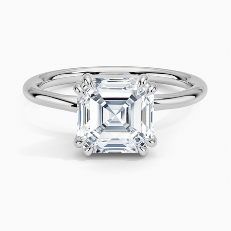18K White Gold Dulce Double Claw Prong Solitaire Ring