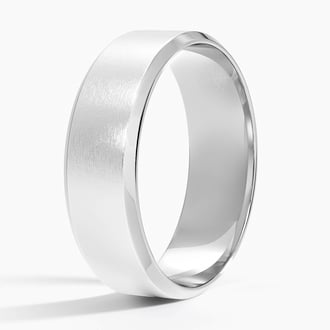 Slim Profile Beveled Edge Matte 6.5mm Wedding Ring in Platinum