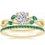 18K Yellow Gold Willow Ring With Lab Emerald Accents with Luxe Ballad Emerald Ring