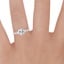 18K White Gold Floating Three Stone Diamond Ring, smallzoomed in top view on a hand
