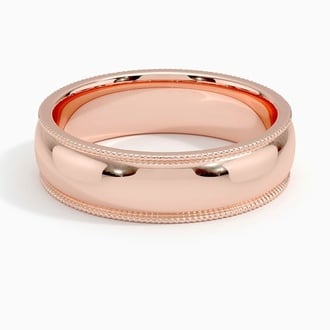 Milgrain 6mm Wedding Ring in 14K Rose Gold