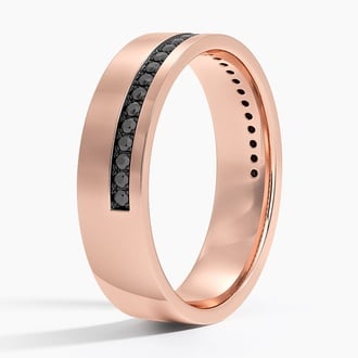 Austin Black Diamond 5.5mm Wedding Ring in 14K Rose Gold