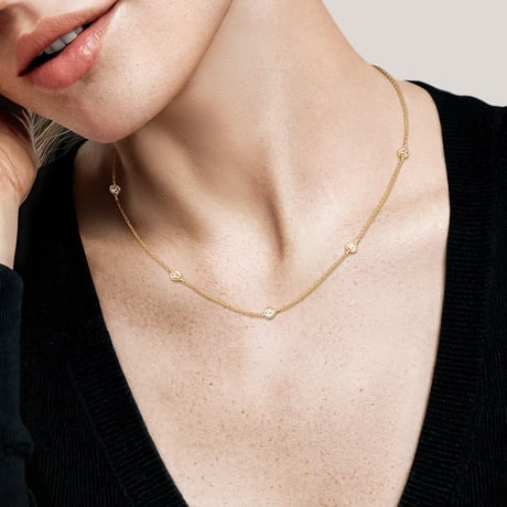 Bezel Heart Shaped Lab Diamond Station Necklace (1/2 ct. tw.)