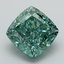 3.21 Ct. Fancy Vivid Green Cushion Lab Grown Diamond