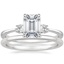 18K White Gold Selene Diamond Ring (1/10 ct. tw.) with Petite Comfort Fit Wedding Ring