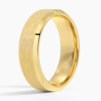 Apollo Beveled Edge Sapphire 6.5mm Wedding Ring in 18K Yellow Gold