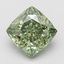 5.09 Ct. Fancy Vivid Green Cushion Lab Grown Diamond