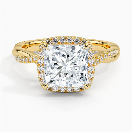 18K Yellow Gold Petite Twisted Vine Halo Diamond Ring (1/4 ct. tw.)