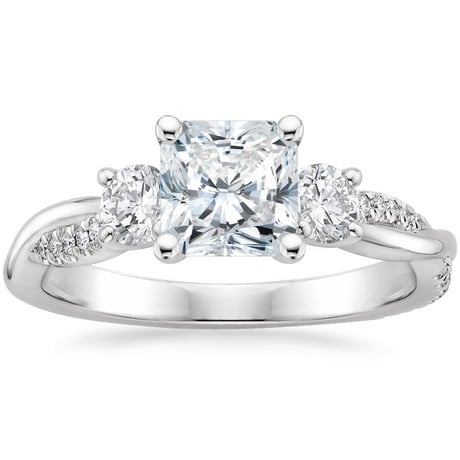 18K White Gold Three Stone Petite Twisted Vine Diamond Bridal Set (1/2 ct. tw.)