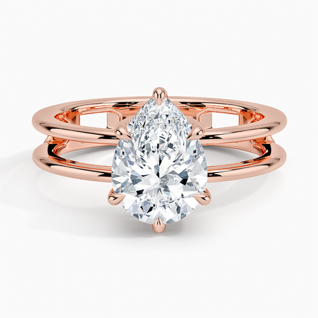 14K Rose Gold Aimee Open Double Band Solitaire Ring