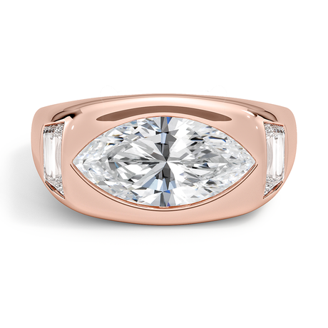 14K Rose Gold Sloane Three Stone Trapezoid Dome Diamond Ring (1/2 ct. tw.)