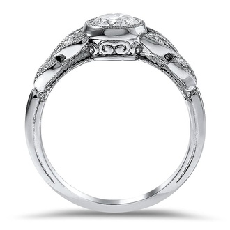 Custom Antique Inspired Floral Milgrain Diamond Ring