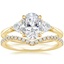 18K Yellow Gold Luxe Trillion Cut Three Stone Diamond Ring with Flair Diamond Ring (1/6 ct. tw.)