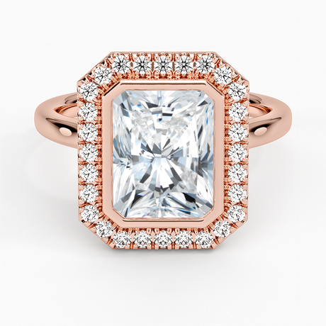 14K Rose Gold Bezel Halo Diamond Ring (1/4 ct. tw.)