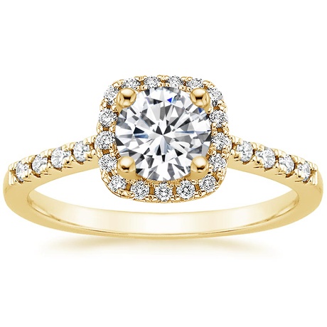 18K Yellow Gold Odessa Diamond Ring (1/5 ct. tw.) with Sonora Diamond Ring (1/8 ct. tw.)