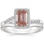 Platinum Chamise Halo Diamond Ring (1/5 ct. tw.) with Petite Curved Wedding Ring