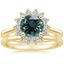 18K Yellow Gold Sunburst Diamond Ring (1/4 ct. tw.) with Petite Comfort Fit Wedding Ring