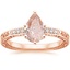 14K Rose Gold Delicate Antique Scroll Diamond Ring, smalltop view