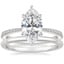 18K White Gold Elena Diamond Ring with Petite Comfort Fit Wedding Ring