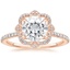 14K Rose Gold Reina Halo Diamond Ring, smalltop view