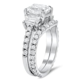 Custom Three Stone Diamond Matched Set