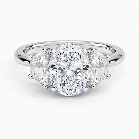 Half Moon Three Stone Diamond Ring