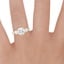 18K Yellow Gold Luxe Opera Three Stone Diamond Ring, smallzoomed in top view on a hand
