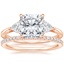 14K Rose Gold Luxe Trillion Cut Three Stone Diamond Ring with Luxe Ballad Diamond Ring (1/4 ct. tw.)