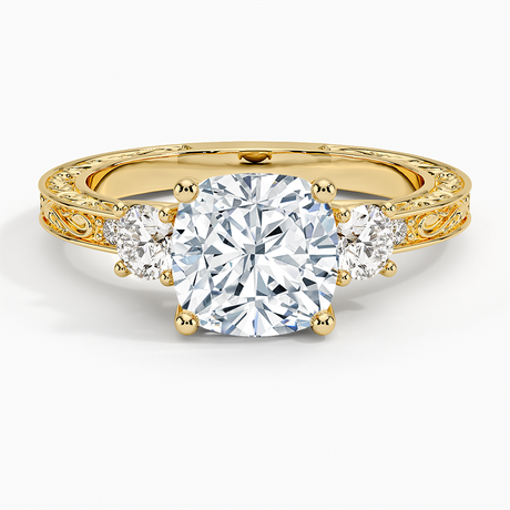Antique Scroll Engraved Three Stone Diamond Ring (1/3 ct. tw.)