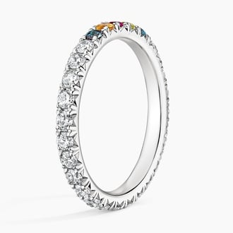 Birthstone Ballad Personalized French Pavé Lab Diamond Ring (3/4 ct. tw.) in 14K White Gold
