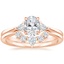 14K Rose Gold Trillion Three Stone Diamond Engagement Ring with Hadley Contoured Diamond Ring