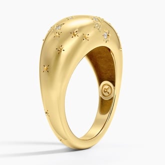 Taurus Zodiac Constellation Diamond Dome Ring