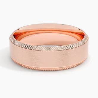 Beveled Edge Maverick 6mm Wedding Ring in 14K Rose Gold